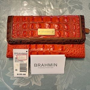 Brahmin Salsa / Orange Leather Wallet with pen.